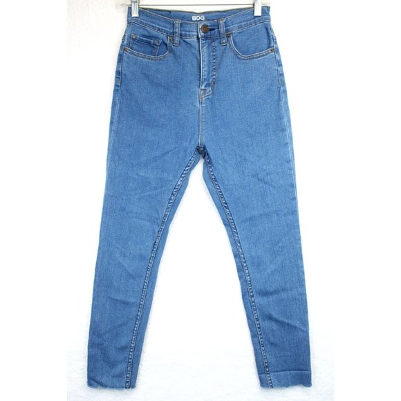 BDG Ankle Skinny Jeans High Rise Women 28 /29 Raw Hem Blue Denim Pants Twig - Picture 1 of 11